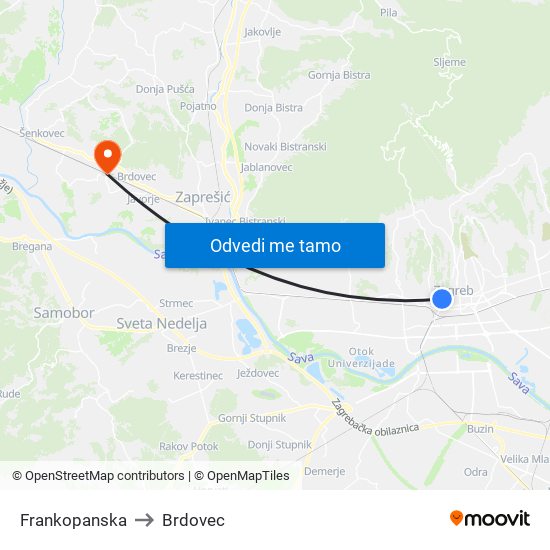 Frankopanska to Brdovec map