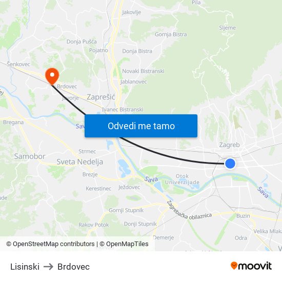 Lisinski to Brdovec map