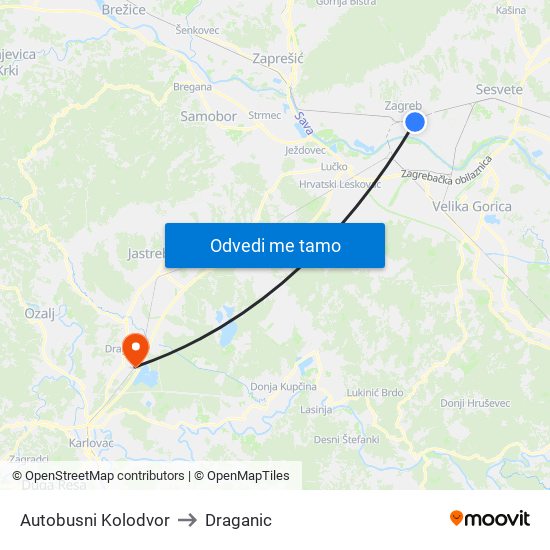 Autobusni Kolodvor to Draganic map