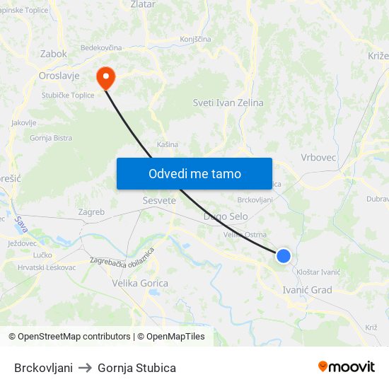 Brckovljani to Gornja Stubica map