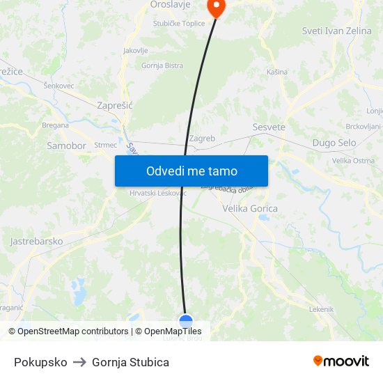 Pokupsko to Gornja Stubica map