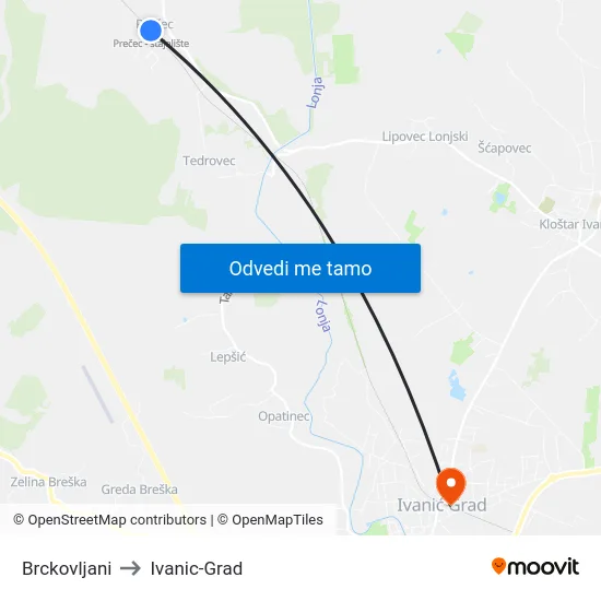 Brckovljani to Ivanic-Grad map