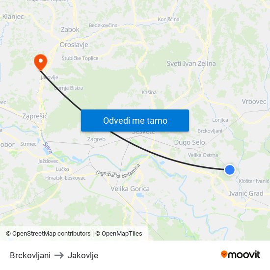 Brckovljani to Jakovlje map