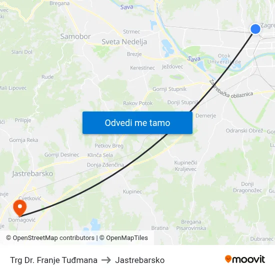 Trg Dr. Franje Tuđmana to Jastrebarsko map