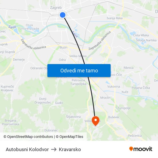 Autobusni Kolodvor to Kravarsko map