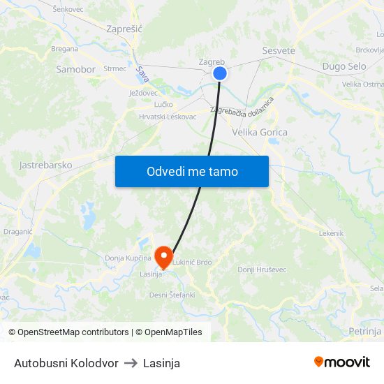 Autobusni Kolodvor to Lasinja map