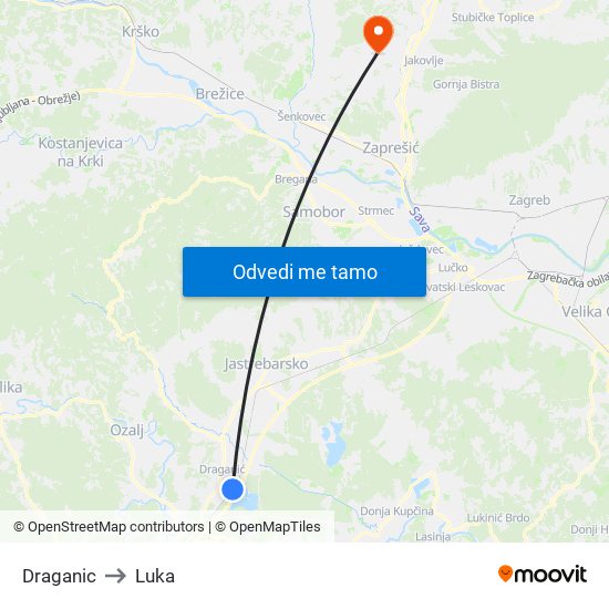 Draganic to Draganic map