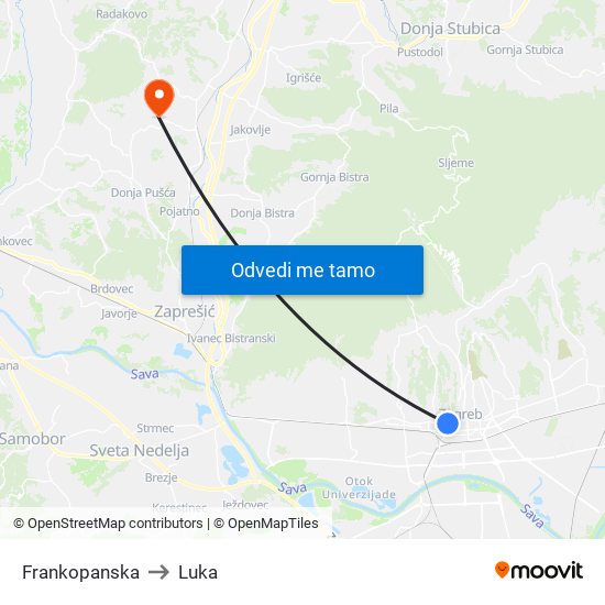 Frankopanska to Luka map