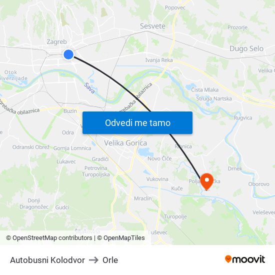 Autobusni Kolodvor to Orle map