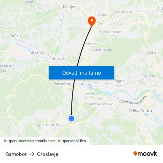 Samobor to Oroslavje map