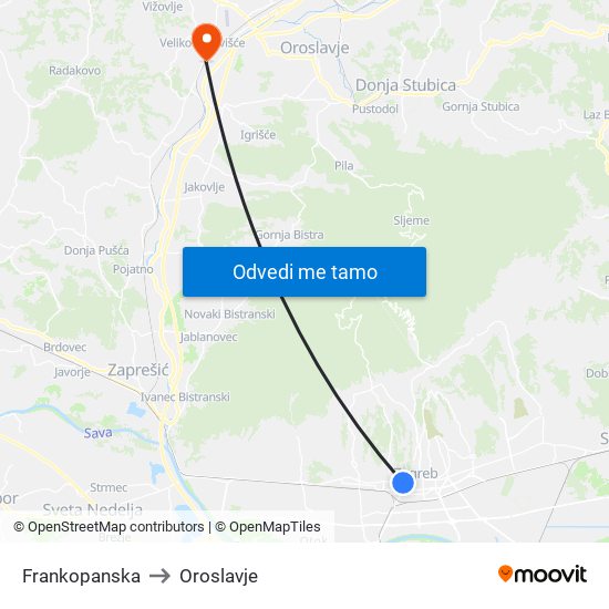 Frankopanska to Oroslavje map