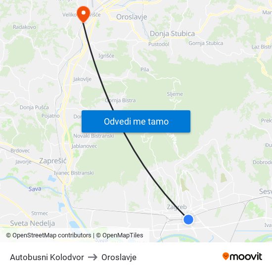 Autobusni Kolodvor to Oroslavje map