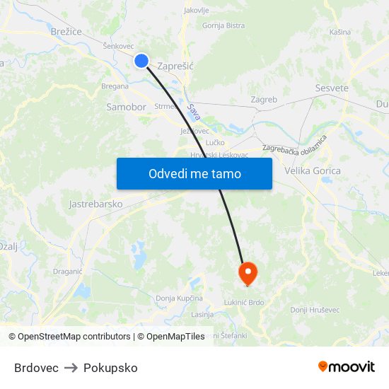 Brdovec to Pokupsko map