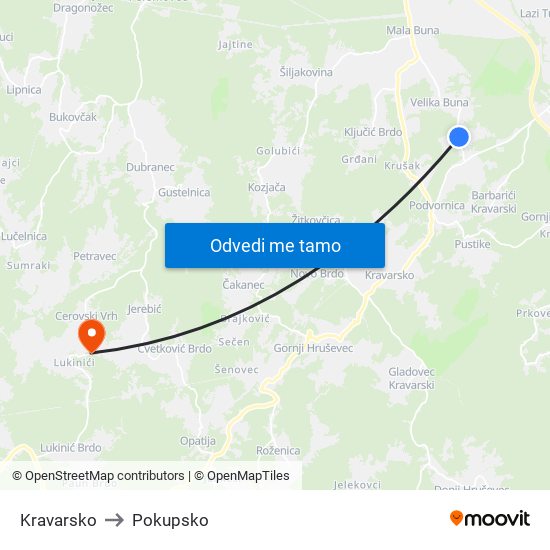 Kravarsko to Pokupsko map