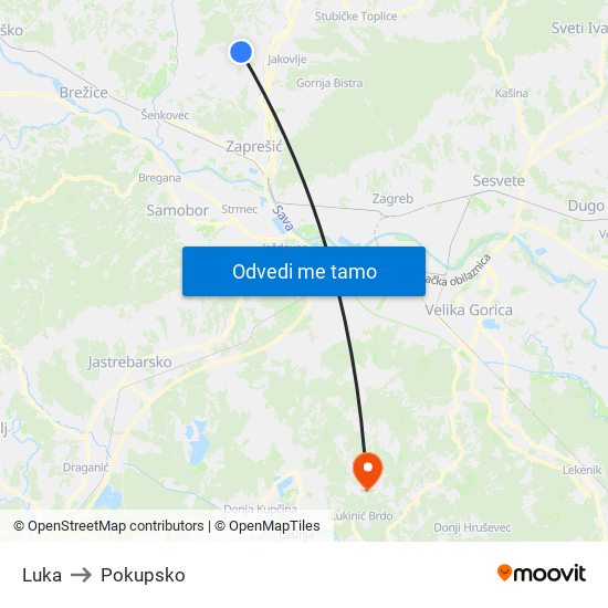 Luka to Pokupsko map