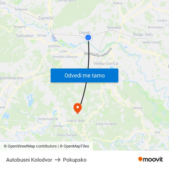 Autobusni Kolodvor to Pokupsko map