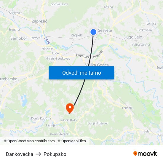 Dankovečka to Pokupsko map