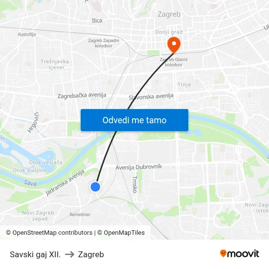 Savski gaj XII. to Zagreb map