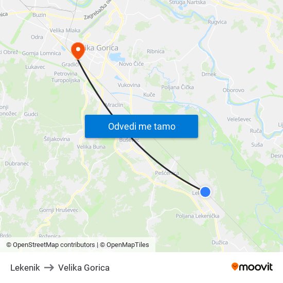 Lekenik to Velika Gorica map