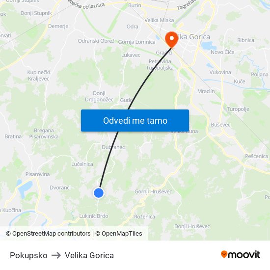 Pokupsko to Velika Gorica map