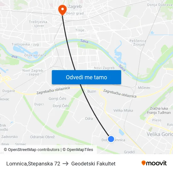 Lomnica,Stepanska 72 to Geodetski Fakultet map