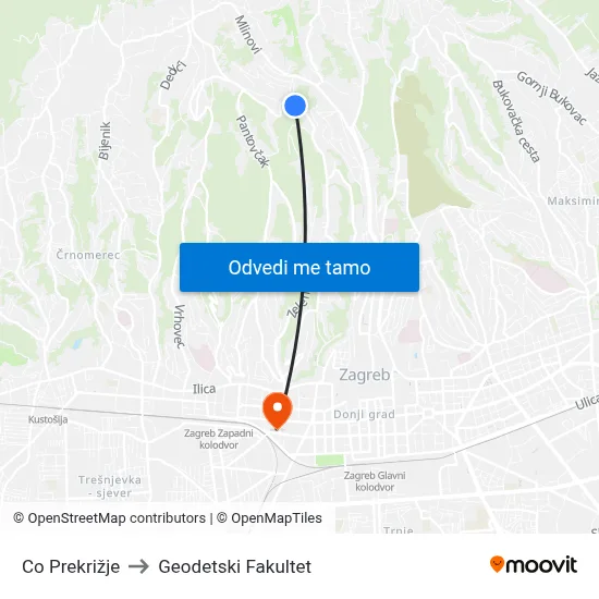 Co Prekrižje to Geodetski Fakultet map