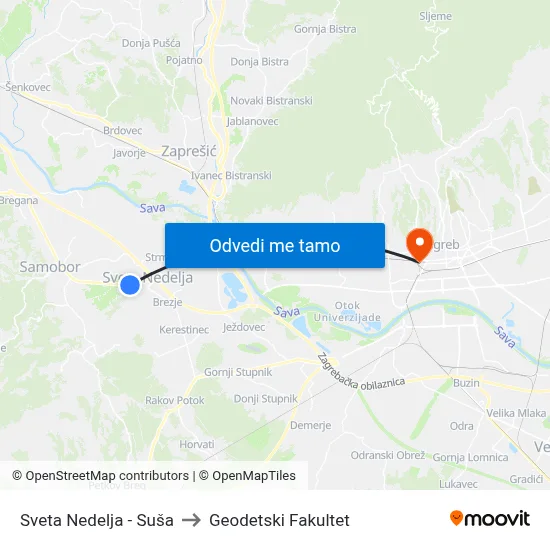Sveta Nedelja - Suša to Geodetski Fakultet map