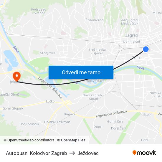 Autobusni Kolodvor Zagreb to Ježdovec map
