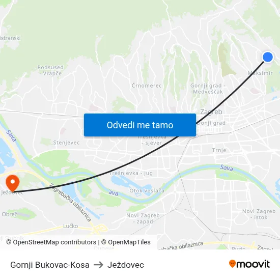 Gornji Bukovac-Kosa to Ježdovec map