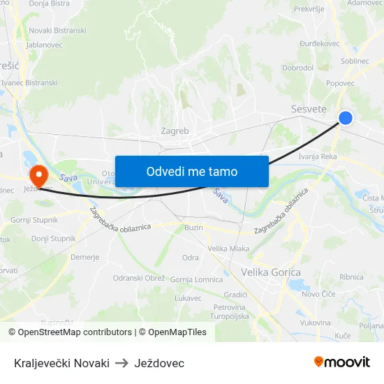 Kraljevečki Novaki to Ježdovec map
