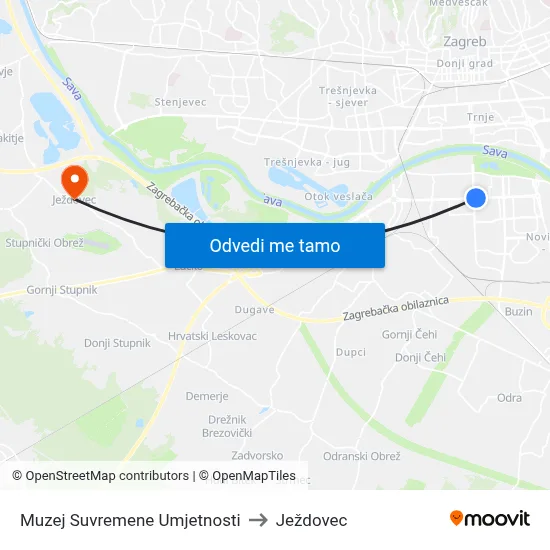 Muzej Suvremene Umjetnosti to Ježdovec map