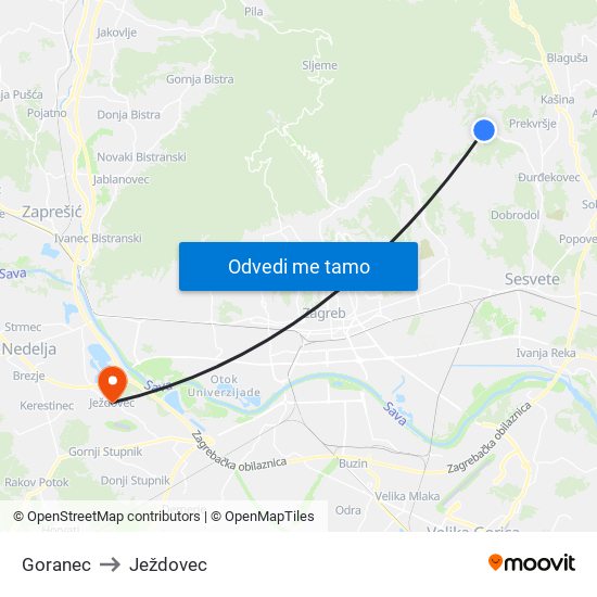 Goranec to Ježdovec map