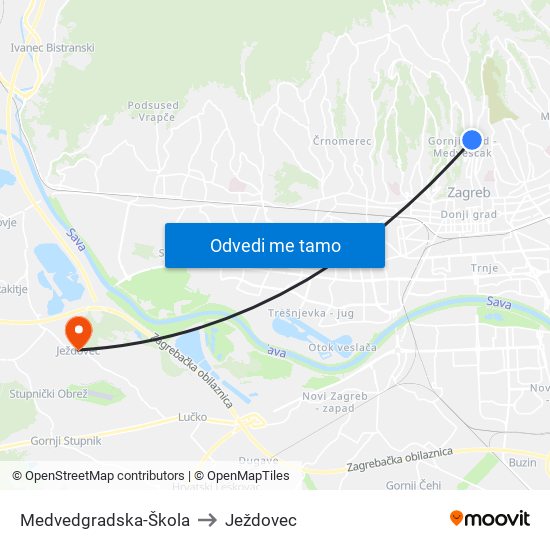 Medvedgradska-Škola to Ježdovec map