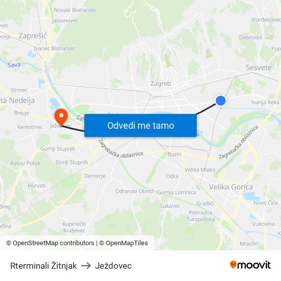 Rterminali Žitnjak to Ježdovec map