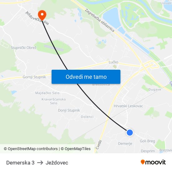 Demerska 3 to Ježdovec map