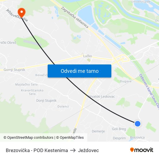 Brezovička - POD Kestenima to Ježdovec map