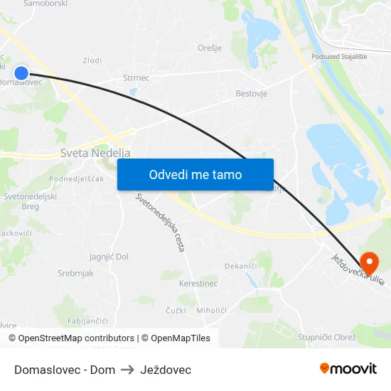 Domaslovec - Dom to Ježdovec map