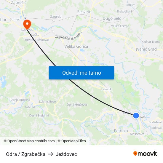 Odra / Zgrabečka to Ježdovec map