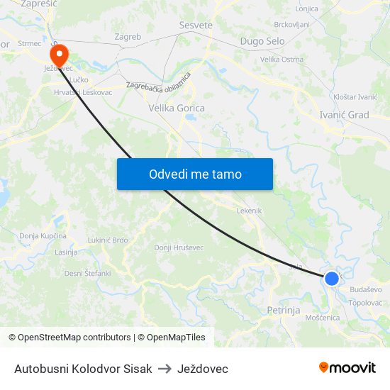 Autobusni Kolodvor Sisak to Ježdovec map