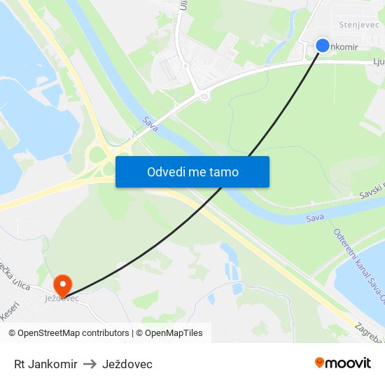 Rt Jankomir to Ježdovec map