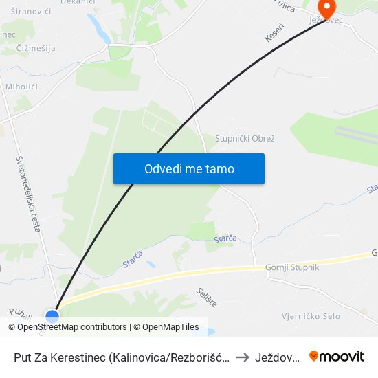Put Za Kerestinec (Kalinovica/Rezborišće) to Ježdovec map