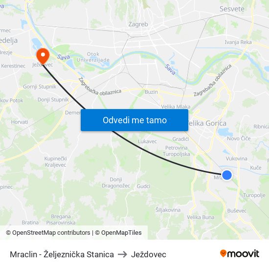 Mraclin - Željeznička Stanica to Ježdovec map