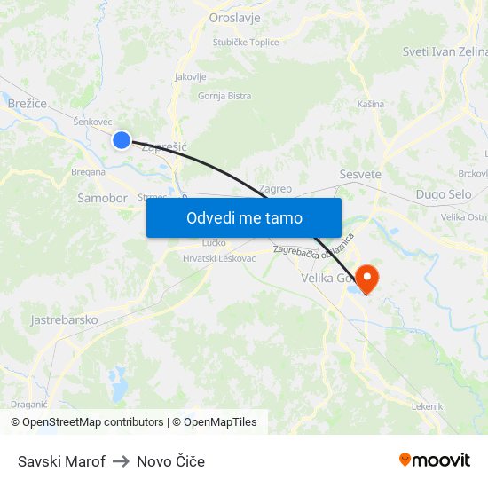 Savski Marof to Novo Čiče map