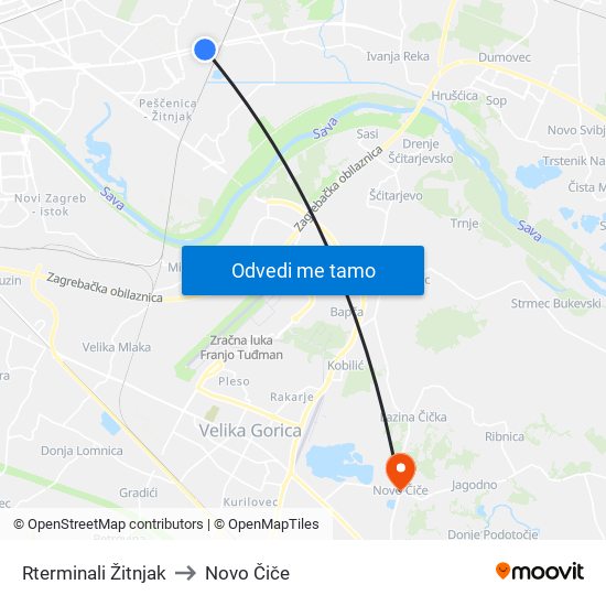 Rterminali Žitnjak to Novo Čiče map