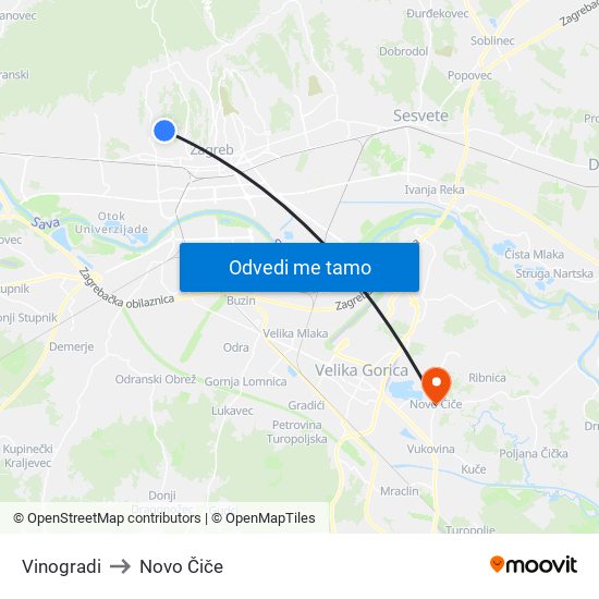 Vinogradi to Novo Čiče map