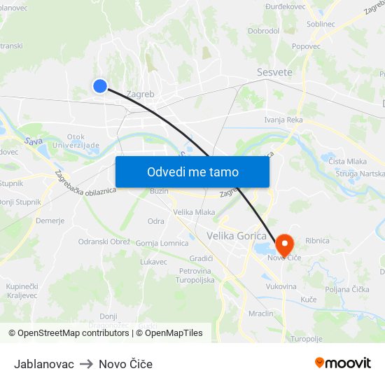 Jablanovac to Novo Čiče map