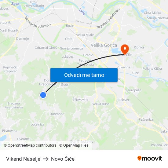 Vikend Naselje to Novo Čiče map