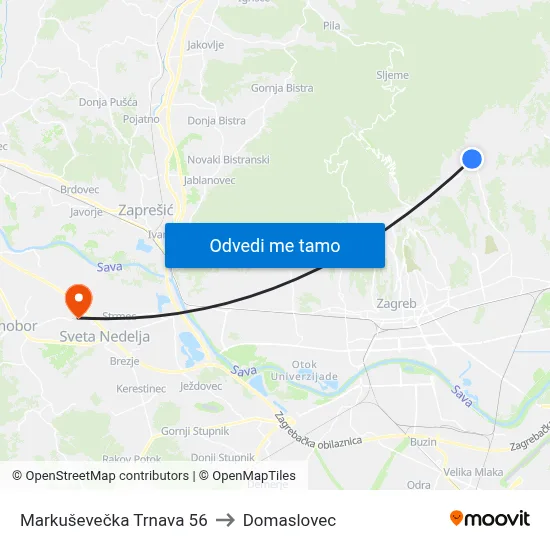 Markuševečka Trnava 56 to Domaslovec map