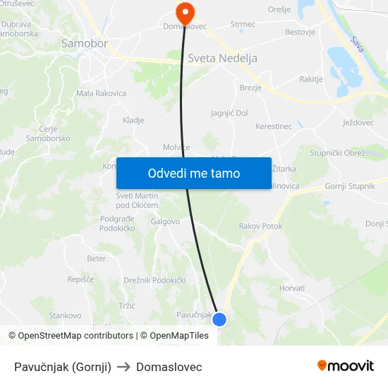 Pavučnjak (Gornji) to Domaslovec map