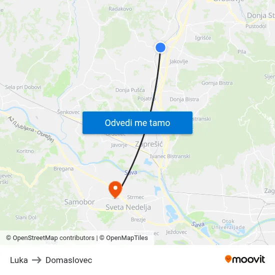 Luka to Domaslovec map